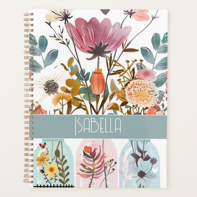 Agenda Primavera com Design de ventilador com nome (Frente)