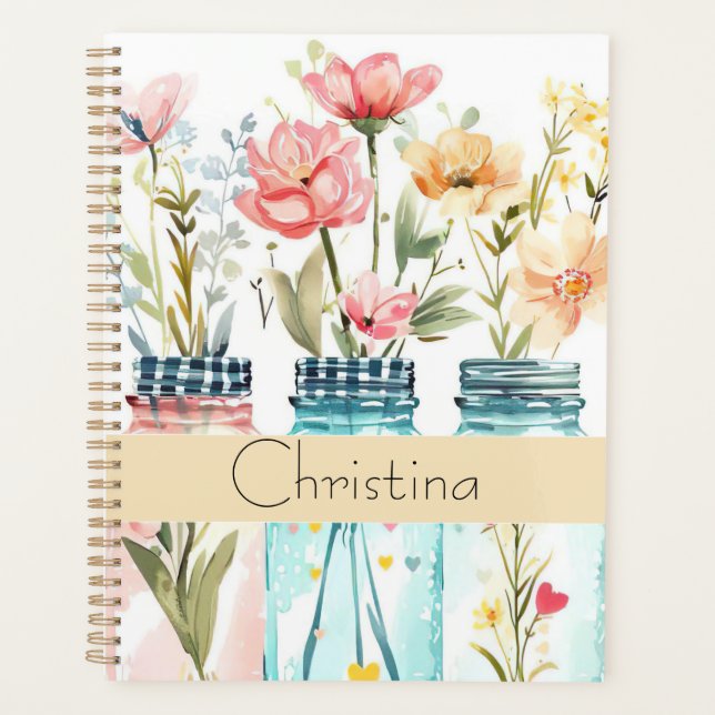 Agenda Primavera com Design de ventilador com nome (Frente)