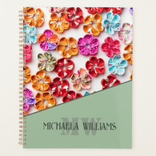 Agenda Primavera tecido com costura manual Flores multico