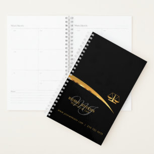 Agenda Procurador Monograma - Preto e Dourado