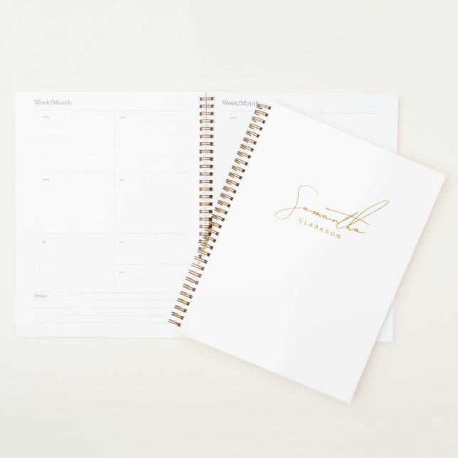 Agenda Professional Handwritten Gold Script Typography (Exibição)