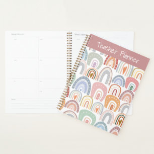 Agenda Professor de Arco-Íris de Pastel Moderno Cortado