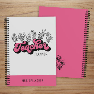 Agenda Professor de Boho de Flor Selvagem e Bonita