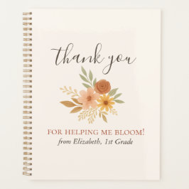 Agenda Professor de Boho Floral Watercolor Obrigado