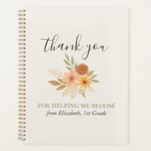 Agenda Professor de Boho Floral Watercolor Obrigado
