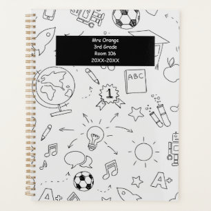 Agenda Professor de Escola Primária 2026-2027 Branco e Pr