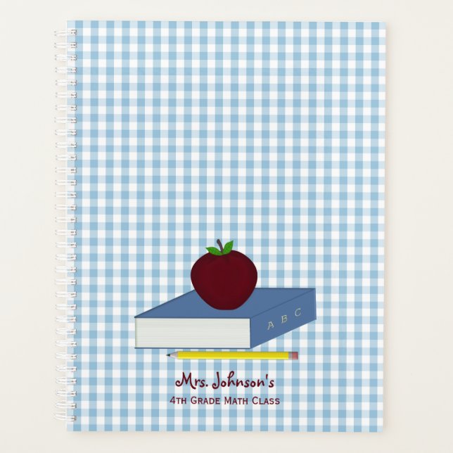 Agenda Professor De Gingham Azul E Branco (Frente)