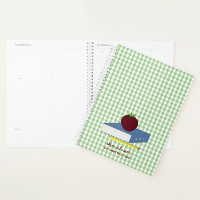 Agenda Professor De Gingham Verde E Branco (Exibição)