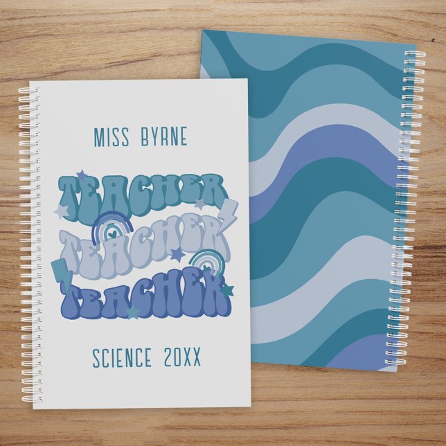 Agenda Professor de Retro Azul Groovy (Criador carregado)