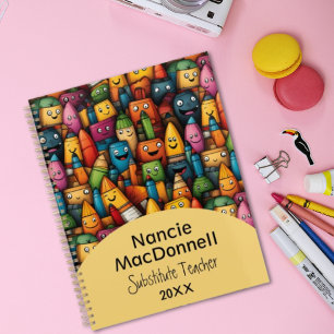 Agenda Professor divertido Educação Colorida Padrão de Ca