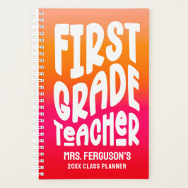 Agenda Professor do Primeiro Ano Laranja Vermelho Ombre S