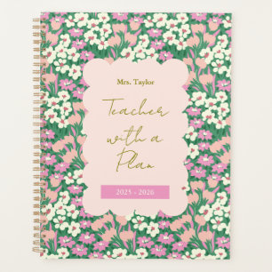 Agenda Professor Floral Retro com Plano Personalizado