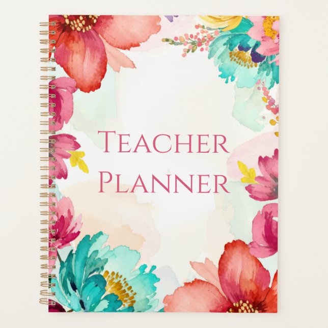 Agenda  Professora Floral Brilhante  (Frente)