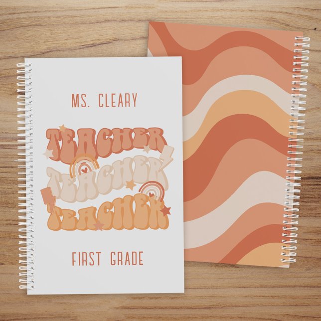 Agenda Professora Personalizada da Groovy Retro Orange (Criador carregado)
