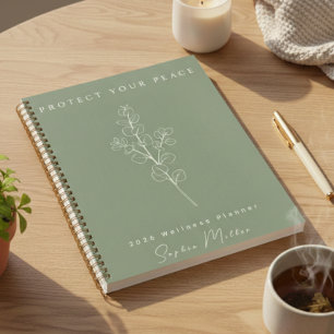 Agenda Proteger Sua Paz Personalizado 2026 Verde Salvia