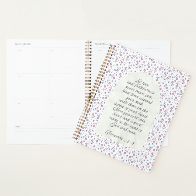Agenda Provérbios 3:3–4 Escritura Floral (Exibição)