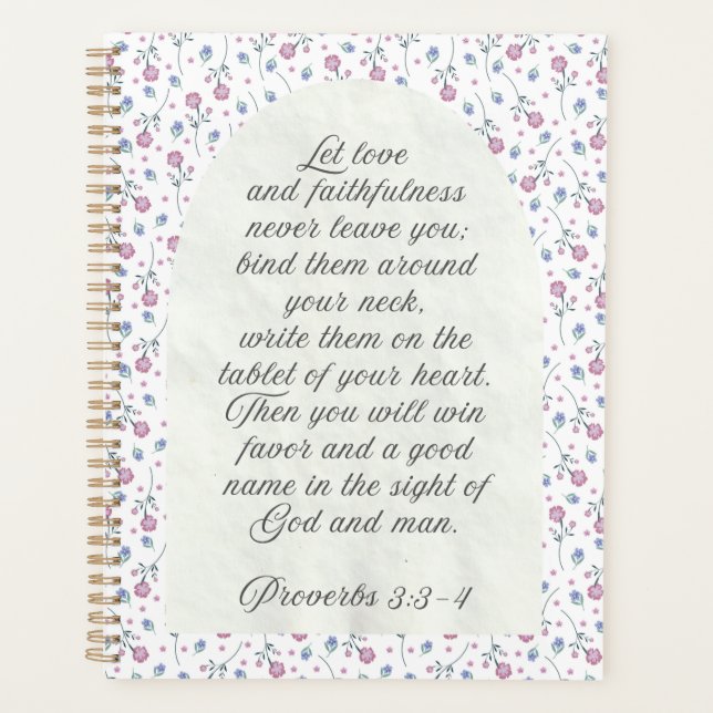 Agenda Proverbs 3:3–4 Floral Scripture  (Frente)