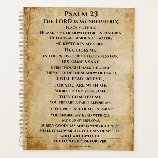 Agenda Psalm 23  { NHEB version.} (Frente)