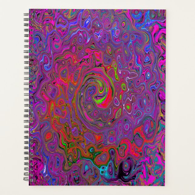 Agenda Psicodélico Groovy Magenta Retro Líquido (Frente)