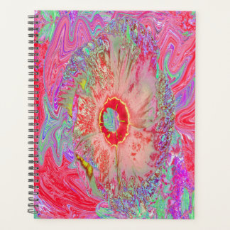Agenda Psicodélico Retro Coral Arco-Íris Hibiscus