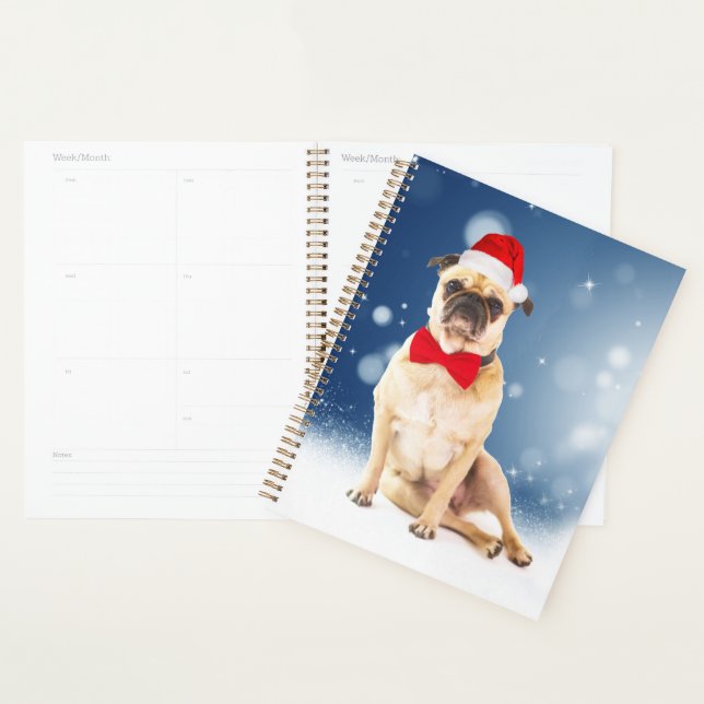 Agenda Pug com Papai Noel de Natal (Exibição)