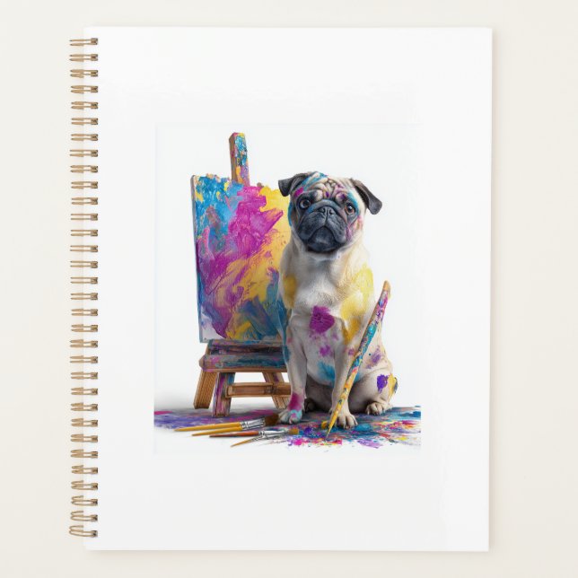 Agenda Pug Pintor � Cão de Arte Abstrata (Frente)