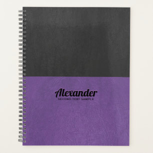 Agenda Purpe de ecrã simples e textura de couro preto p