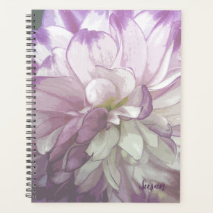 Agenda Púrpura Dahlia Floral Semanal/Planejador Mensal