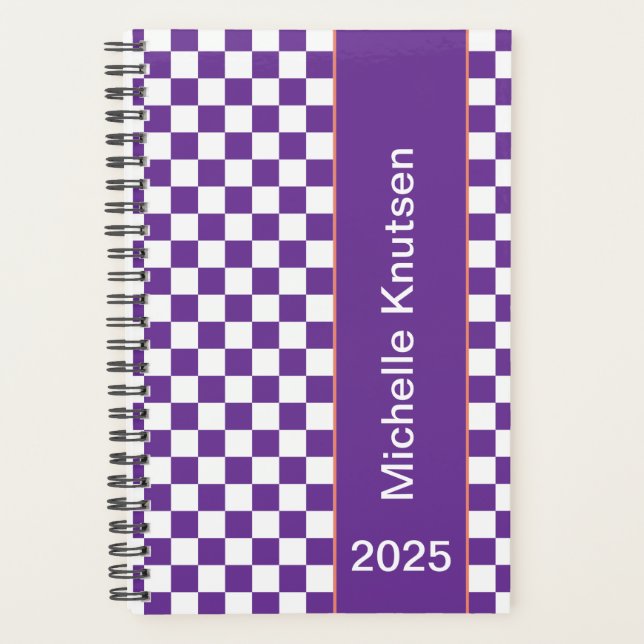 Agenda Púrpura e branco personalizado verificado em 2025 (Frente)