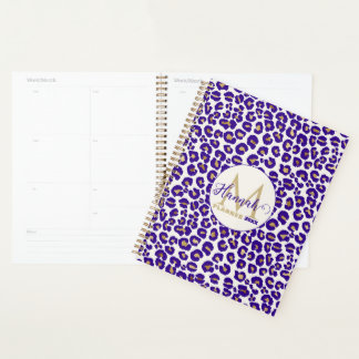 Agenda Púrpura e Dourada Padrão-Leopardo
