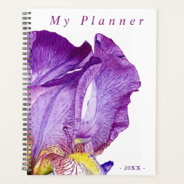 Agenda Púrpura Íris Elegante Aquarela Planner de Arte Flo
