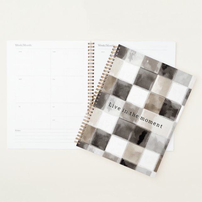 Agenda Quadrados Pretos Brancos Marrons (Exibição)