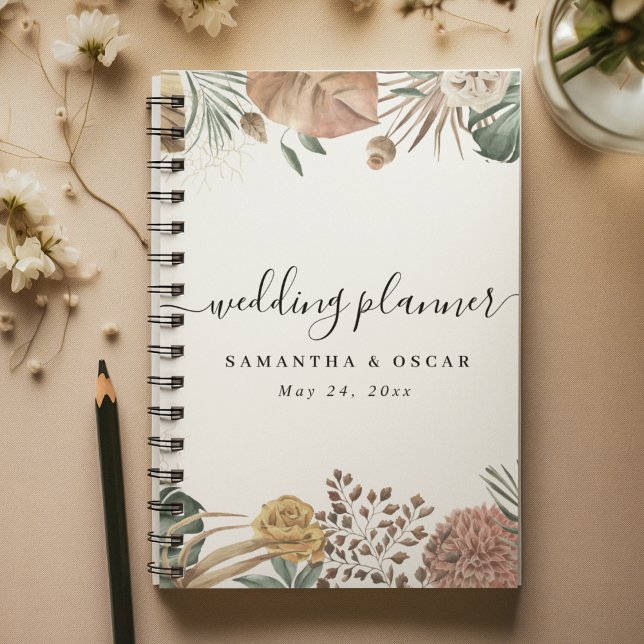 Agenda Quadro de Flores e Folhas de Aquarela Moderna de O (Criador carregado)