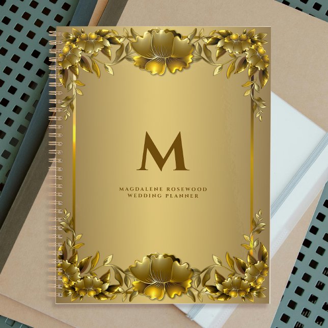 Agenda Quadro de Flores Gravadas no ouro | Nome inicial (Criador carregado)