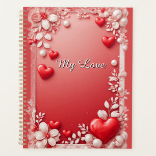 Agenda Quadro Floral de Corações de Amor Romântico no Dia