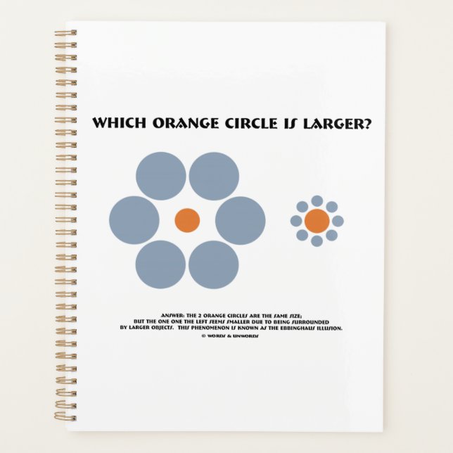 Agenda Qual Círculo Laranja É Maior? Ebbinghaus Illusion (Frente)