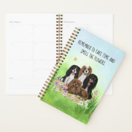Agenda Quatro Cavaleiros Rei Charles Spaniels em Flores