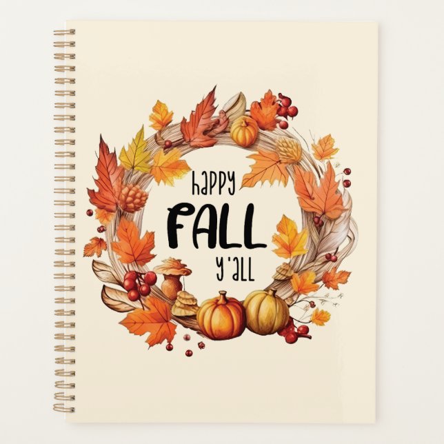Agenda Queda Feliz - Pumpkin e Autumn Leaves Wreath (Frente)