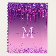 Quic Faux Dark Purple Glitter Drives Monograma Nom