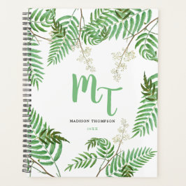 Agenda Quic Modern Watercolor Monograma do Script Greener