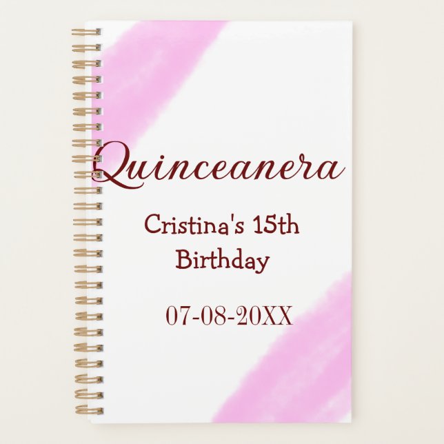 Agenda Quinceanera anos 15 de aniversário adicione nome t (Frente)