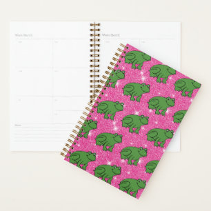 Agenda Rã Verde Anfíbios Animais Brilho Rosa