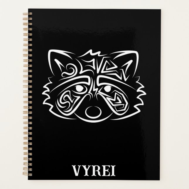 Agenda Racconon Tribal Negro e Branco (Frente)