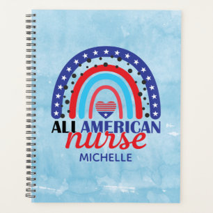 Agenda Rainbow Blue American Nurse Watercolor