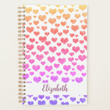 Rainbow Faux Glitter Hearts Brilhante Personalizad