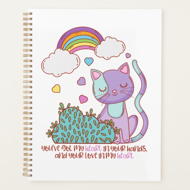 Agenda Rainbow Kitten Surprise Heart Lyric Quote Planner (Frente)