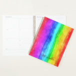 Agenda Rainbow Watercolor Striper Design Monograma Planne<br><div class="desc">Rainbow Watercolor Stripes Design Monograma Planner Escolha o tamanho,  cobrir ( duro ou mole) no menu de opções</div>