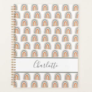 Agenda Rainbow white rose gold cinza nome do monograma 20