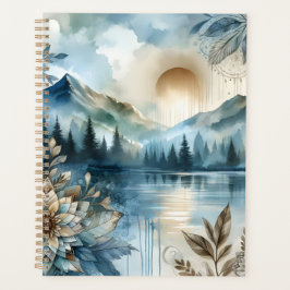 Agenda Rainer Day Watercolor Mountain Lake Rustic Boho