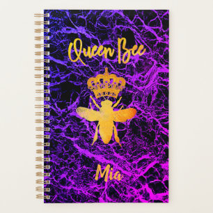 Agenda RAINHA Personalizada ABELHA Dourada Roxo Preto Des